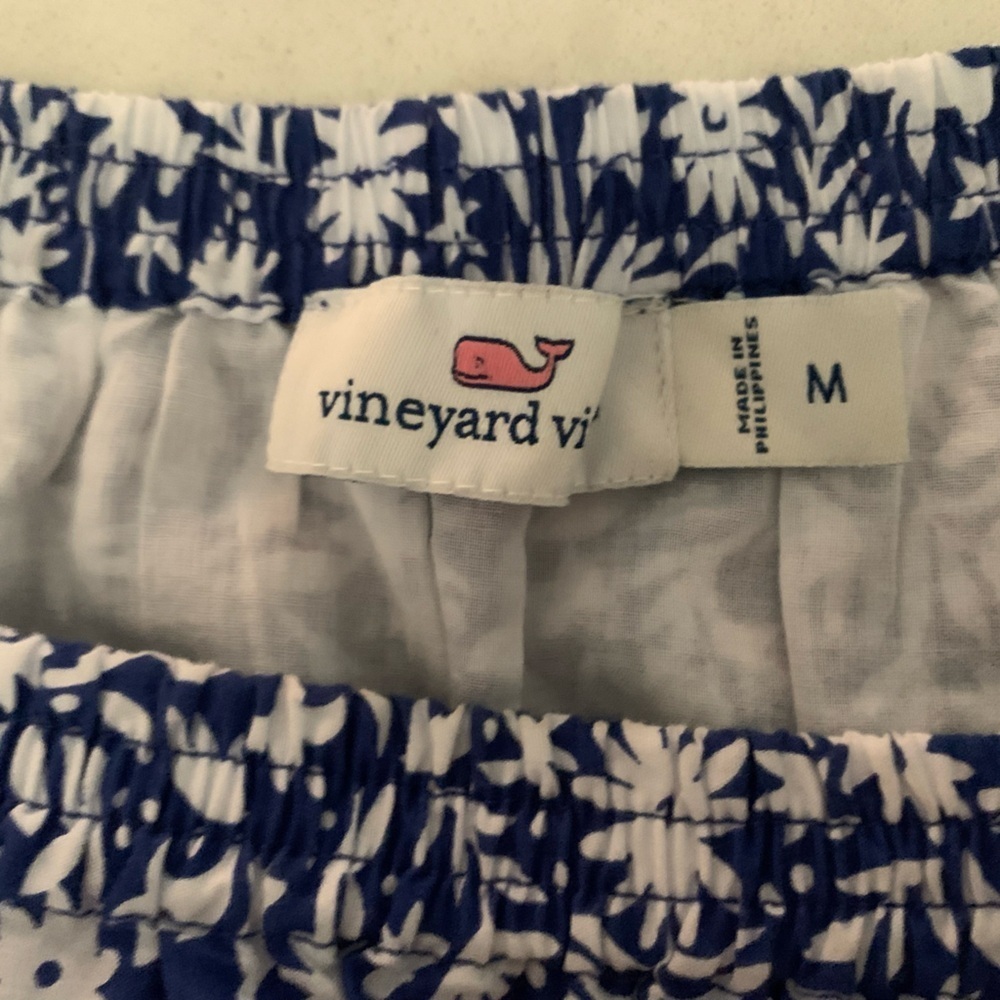 Vineyard Vines Blue Floral Off The Shoulder Romper - M - Picture 6 of 10